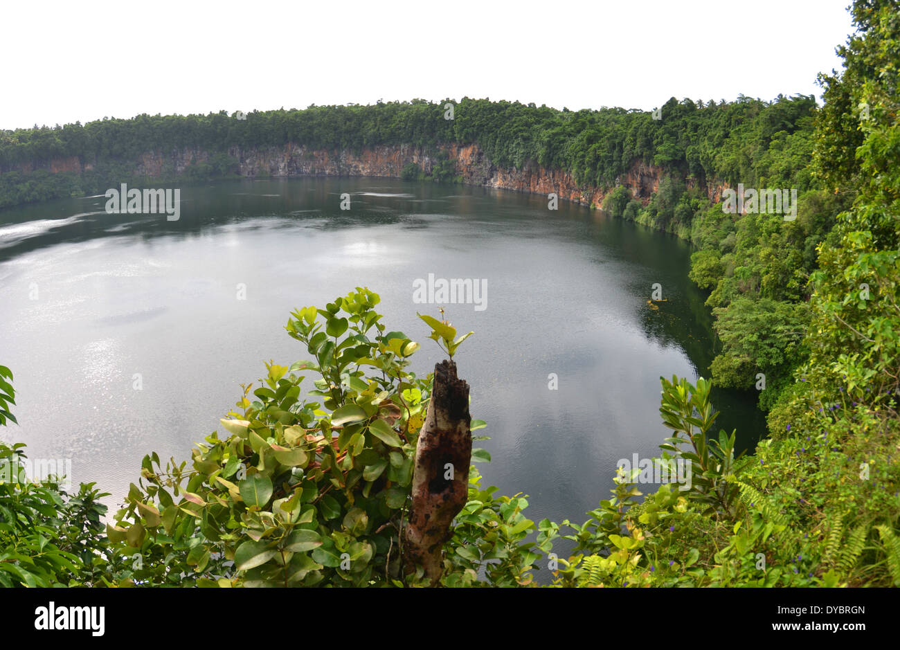 Lake Lalolalo, a volcanic crater lake in Wallis Island, Wallis and Futuna, Melanesia, South Pacific Stock Photo