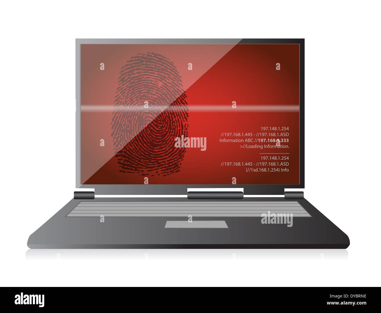 Laptop computer scanning a finger print Stock Photo - Alamy