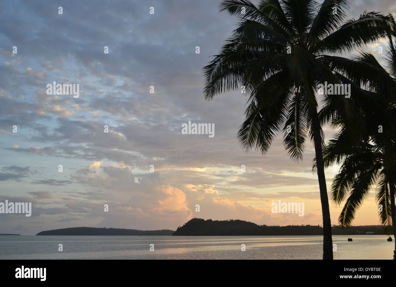 Sunset in Matautu, Wallis Island, Wallis and Futuna, Melanesia, South Pacific Stock Photo