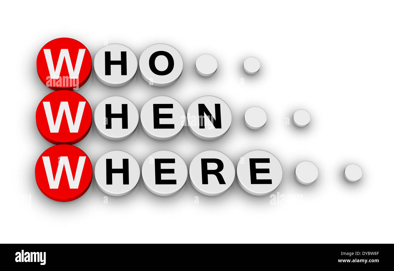www - who, when,where crossword puzzle Stock Photo - Alamy