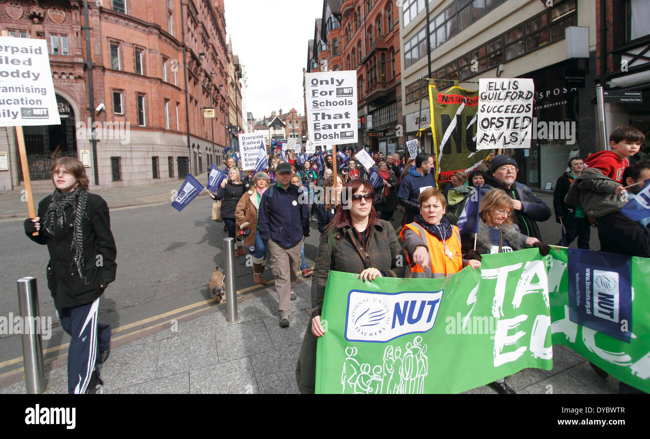 The March reaches Kings Street Nottingham National Union of Teachers
