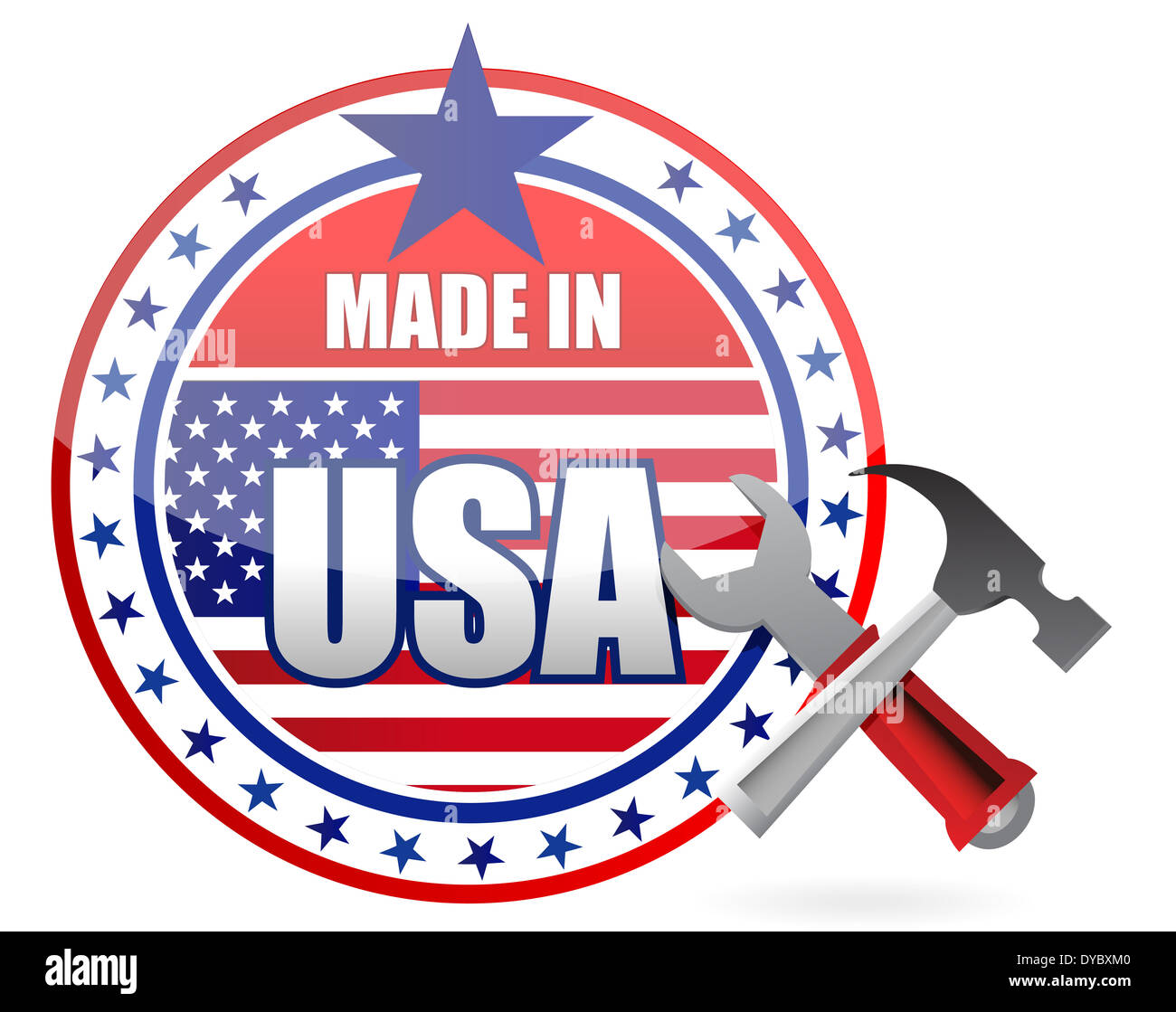 made in usa tools button seal illustration design over a white background Stock Photo Alamy