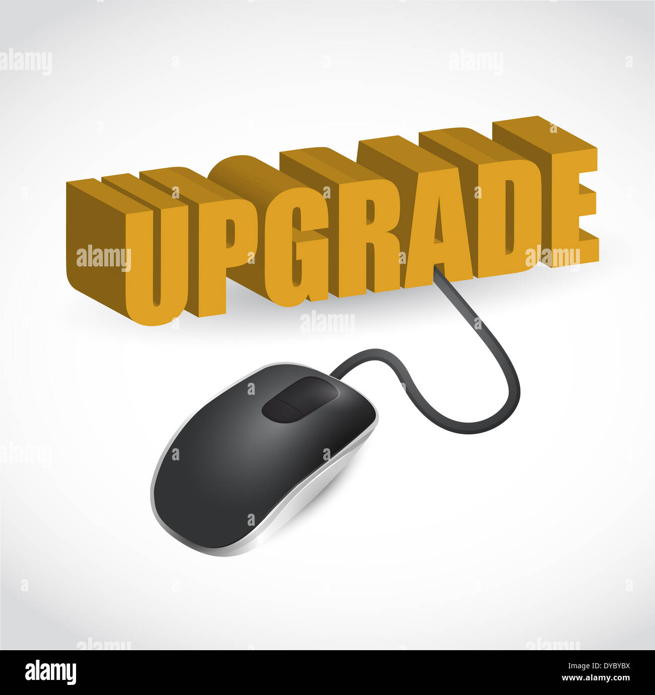 modern orange computer mouse connected to the orange word Upgrade Stock Photo