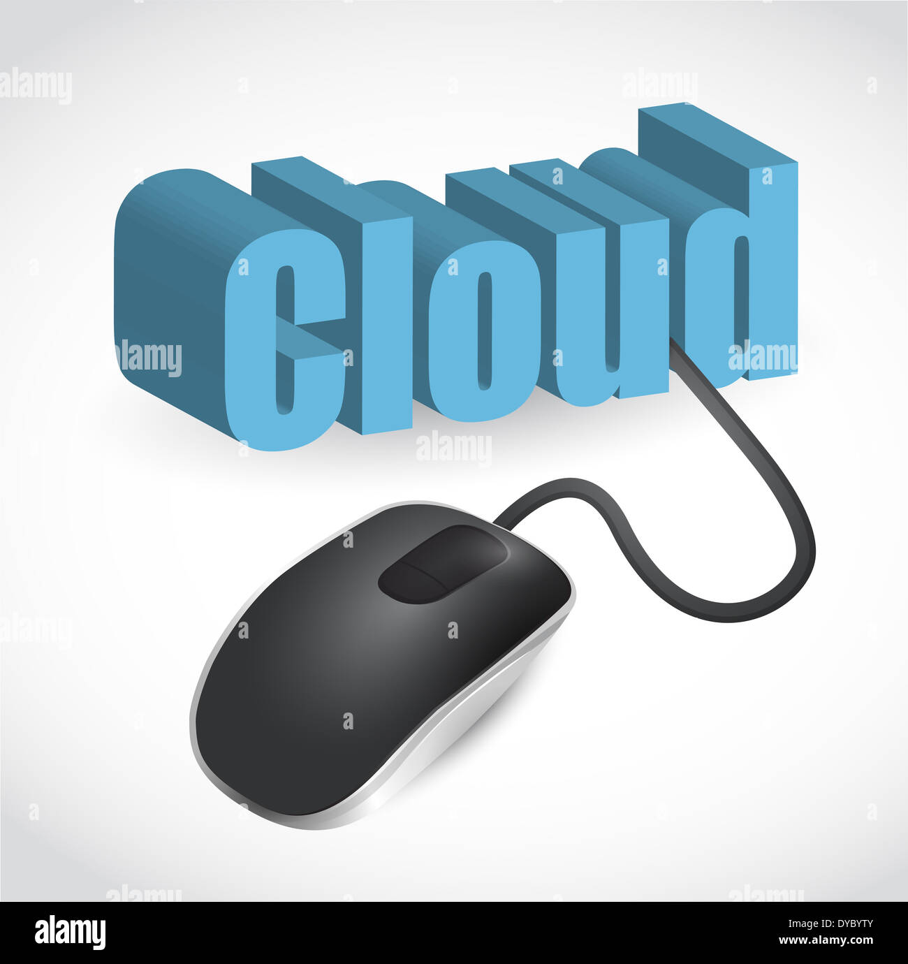 modern blue computer mouse connected to the blue word Cloud Stock Photo ...