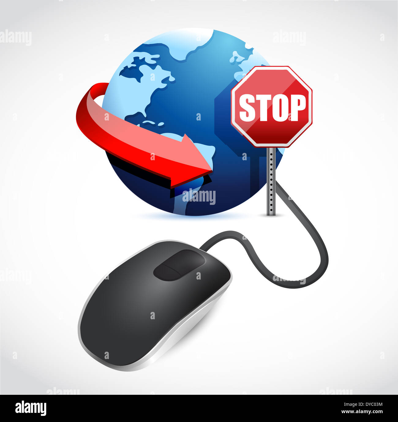 browsing is blocked by a stop sign illustration design Stock Photo