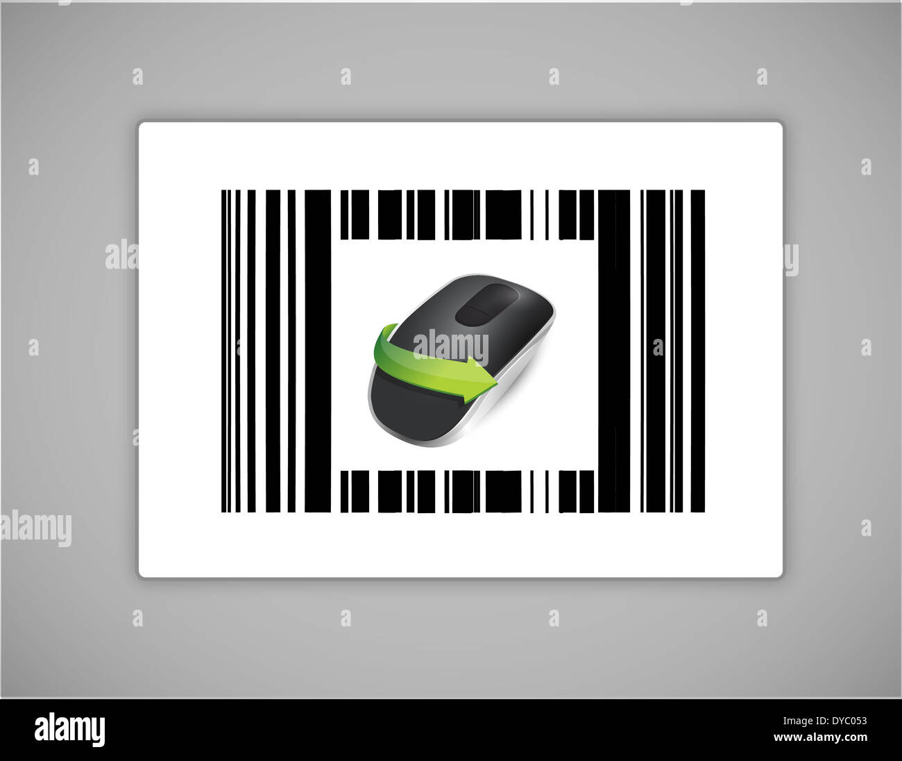 barcode and Wireless computer mouse isolated on white background Stock ...