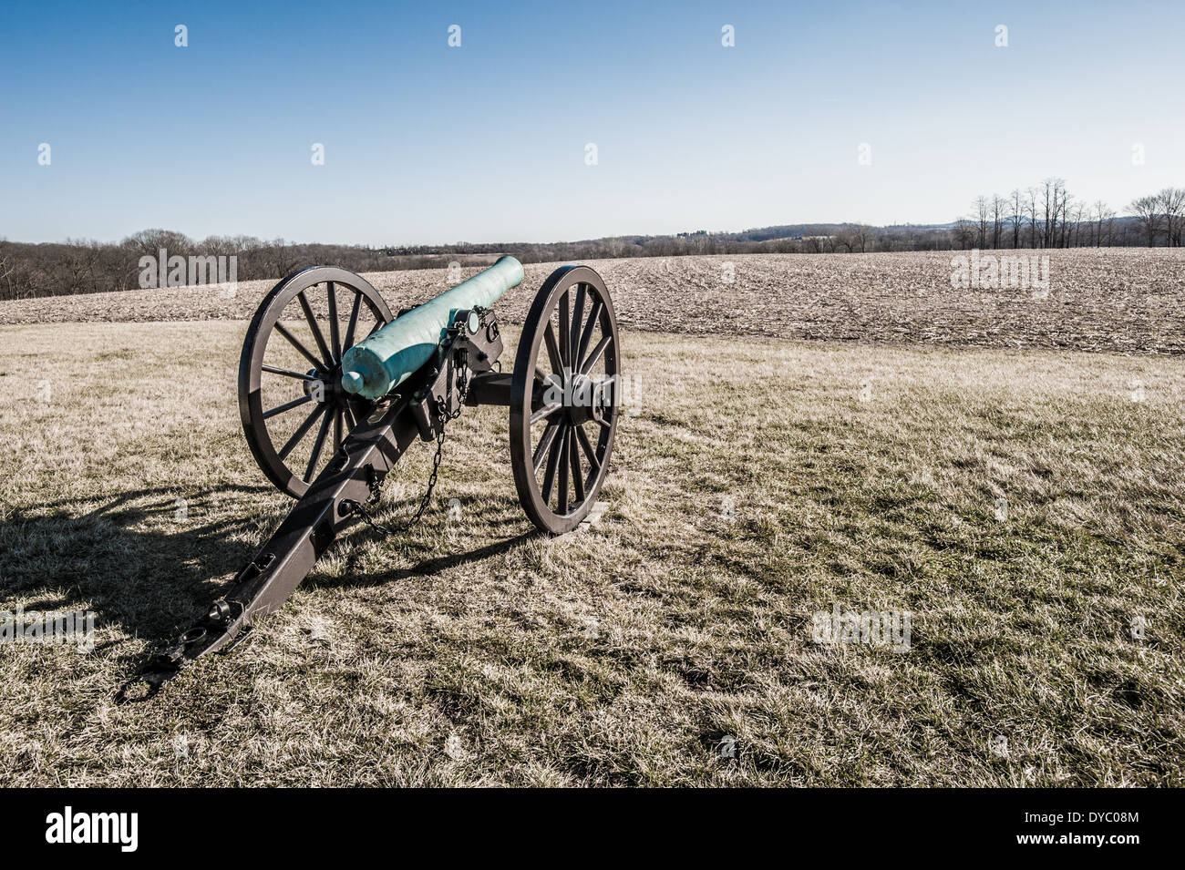 Old canon set on the Monocacy Battlefield historic site Stock Photo