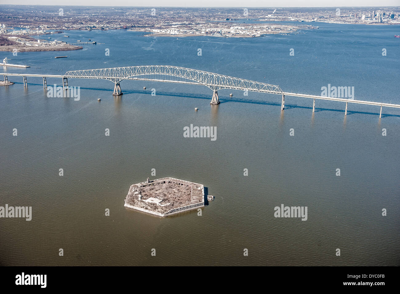 Fort Carroll and the Key Bridge in Baltimore, Maryland Stock Photo Alamy