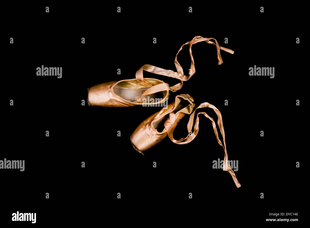 worn out ballet pointe shoes Stock Photo