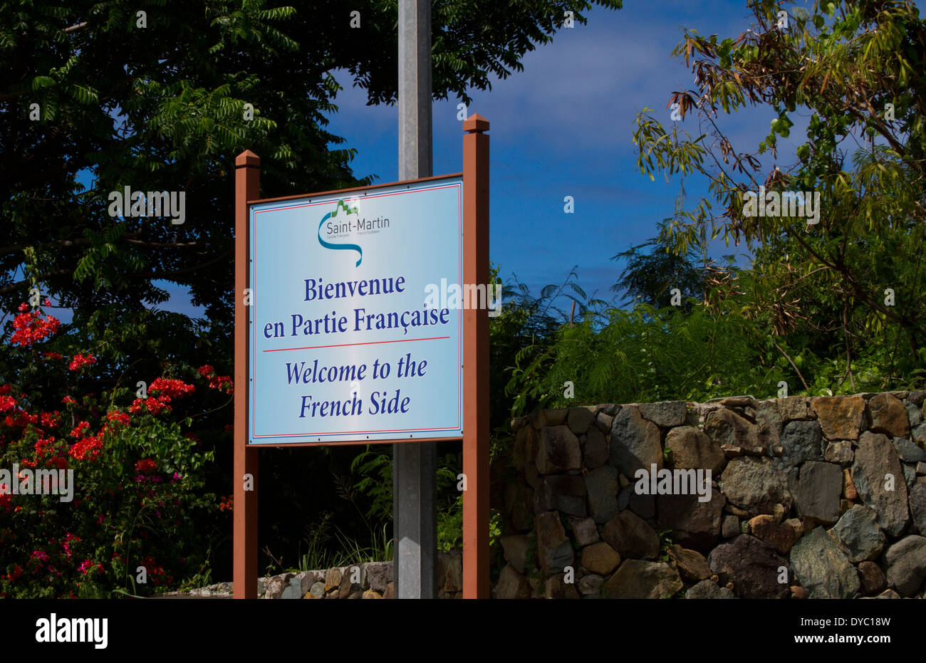 Outdoor Open Sign With Written In It In French Ouvert, Bienvenue Meaning  In English Open, Welcome. Stock Photo, Picture and Royalty Free Image.  Image 151867173.