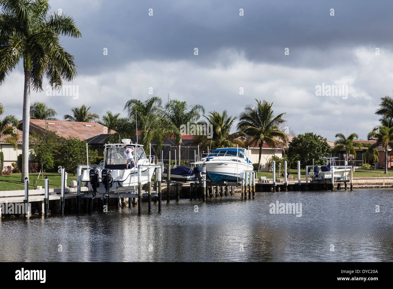 Residential Docks and Boats, Canal, Canal Front Homes, Punta Gorda, FL
