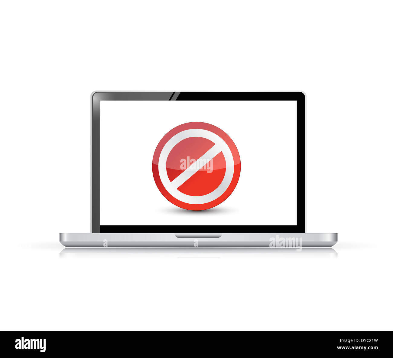Laptop screen with the message forbidden Stock Photo - Alamy