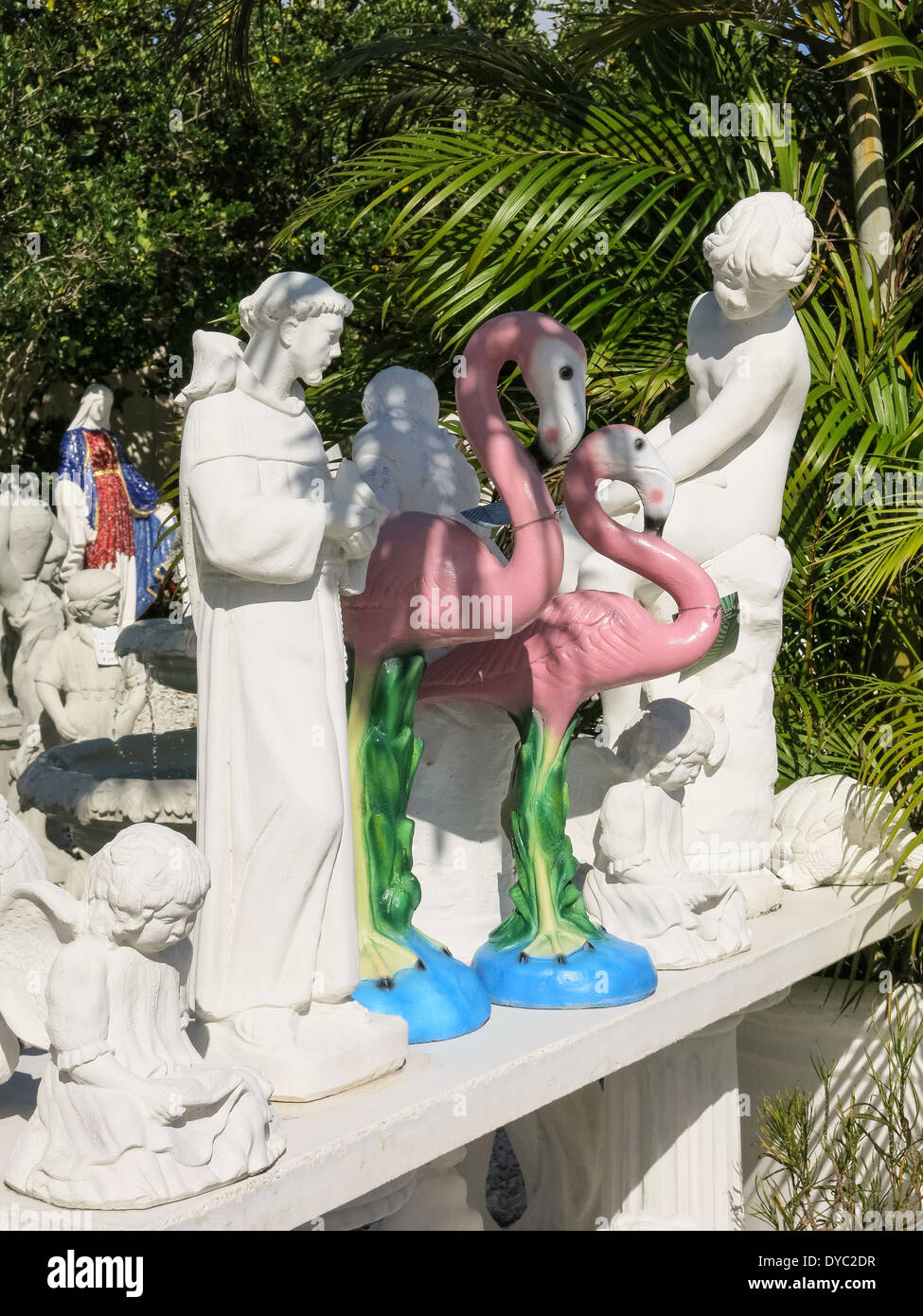 Lawn Ornamental Statues, Nursery Display Area, Florida, USA Stock Photo