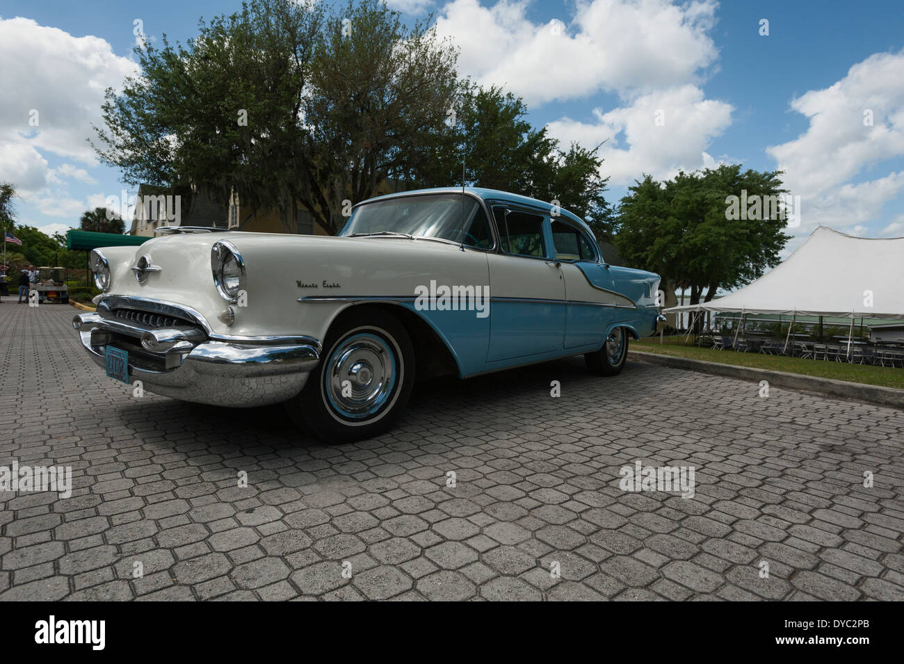 Ninety Eight Model Oldsmobile parked in the Town of Mount Dora, Florida Stock Photo