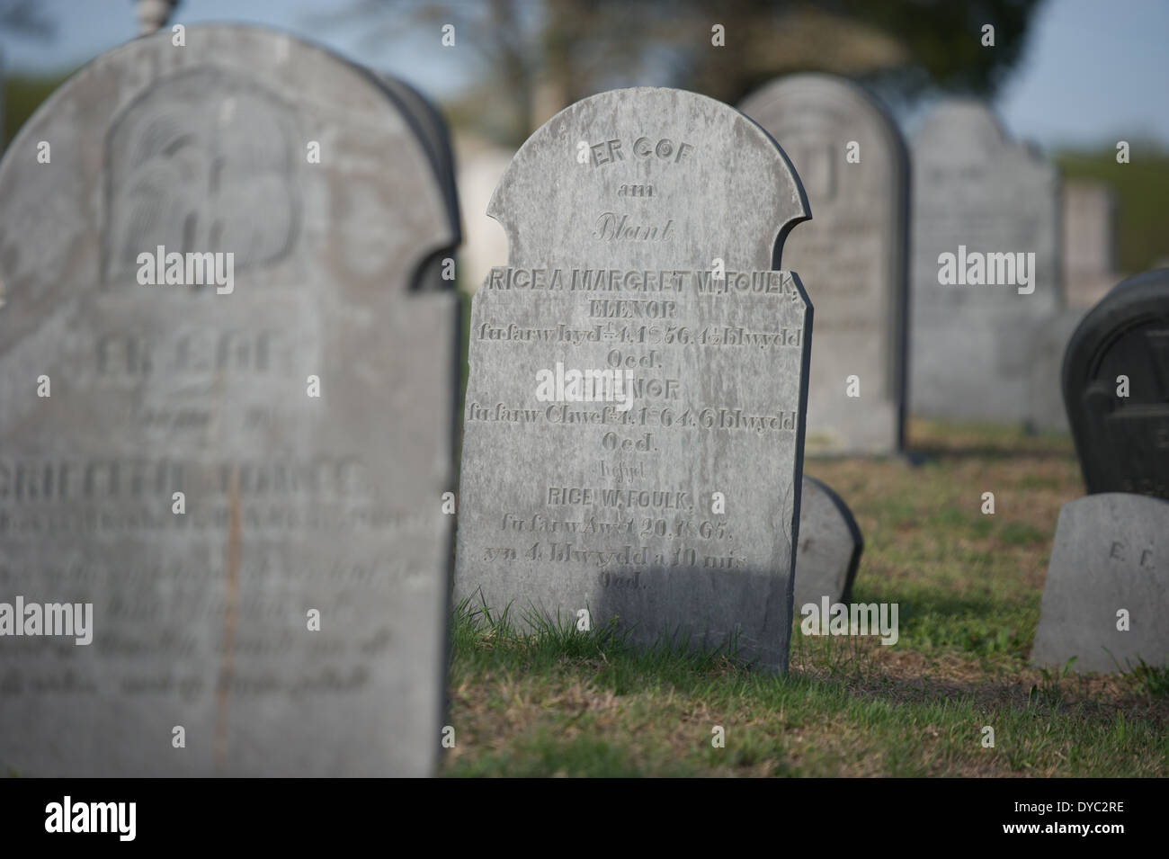 Welsh gravestones in Delta, PA Stock Photo