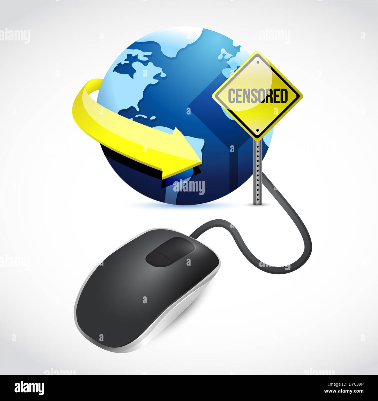censored connection concept sign and mouse illustration design over white Stock Photo