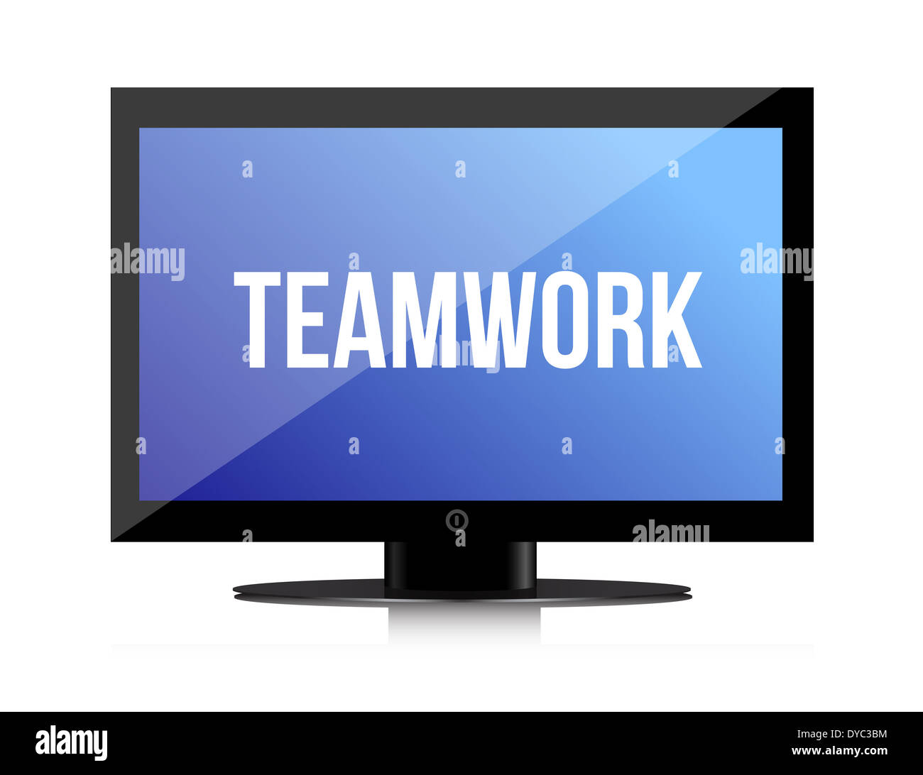 Teamwork copy on a flatscreen illustration design graphic Stock Photo