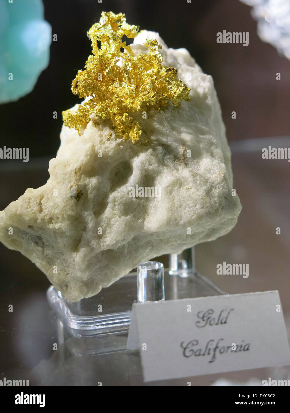 Gold Nugget Display, Precious Gem Store, USA Stock Photo
