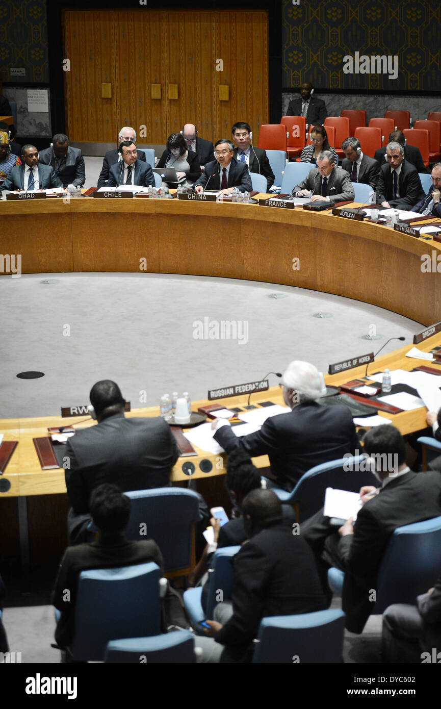 New York, UN headquarters in New York. 13th Apr, 2014. Chinese deputy