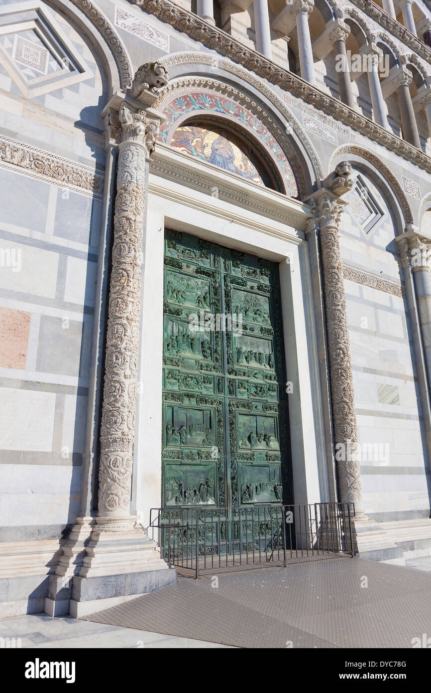 Door of the cathedral, Piazza dei Miracoli, Pisa, Tuscany, Italy Stock Photo