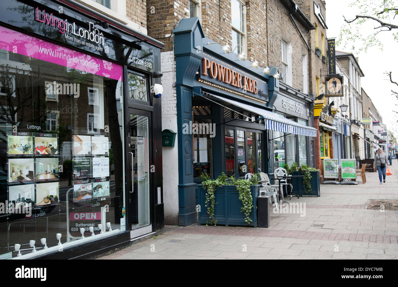 St John's Hill Shop fronts in Wandsworth - London SW11 - UK Stock Photo