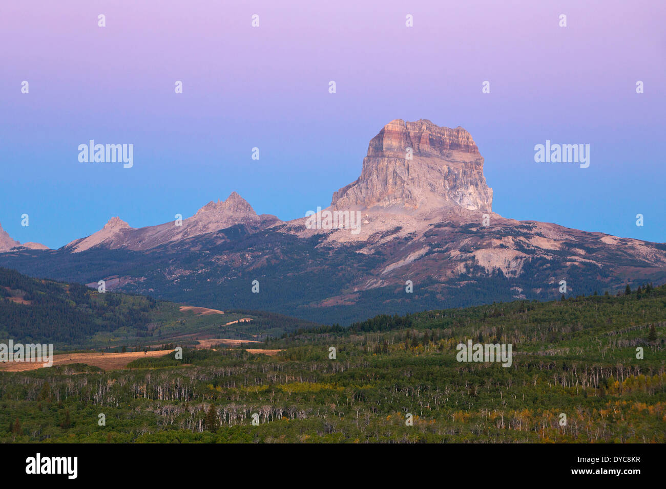 Chief Mountain at sunrise in Glacier National Park, National Park in the fall. Montana. USA Stock Photo