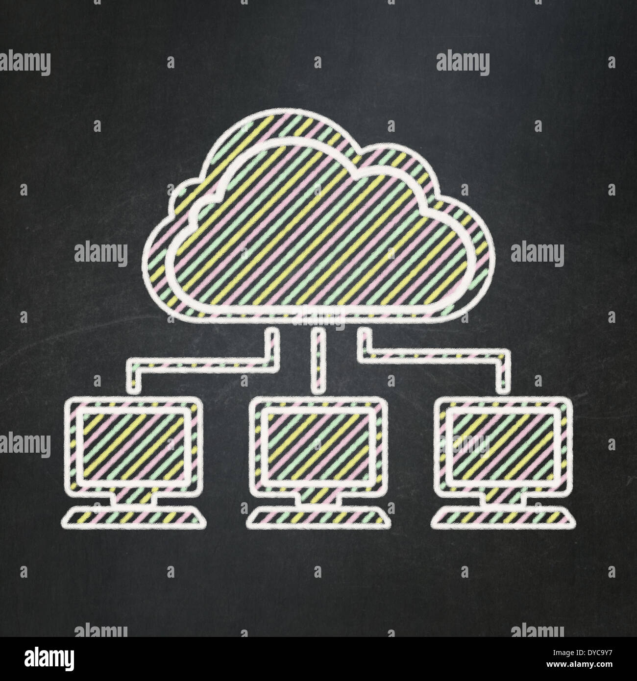 Cloud technology concept: Cloud Network on chalkboard background Stock ...