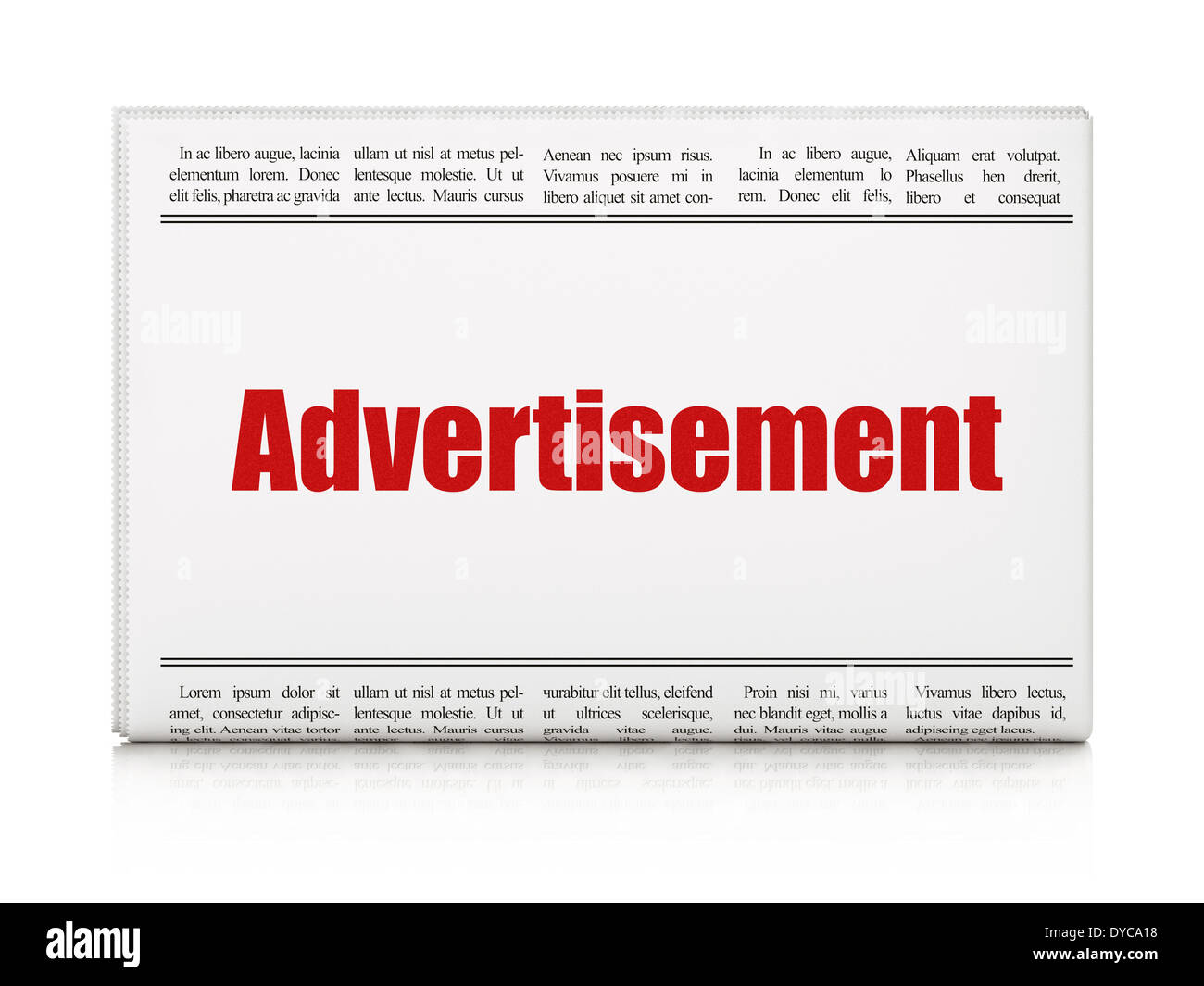 Advertising concept: newspaper headline Advertisement Stock Photo - Alamy