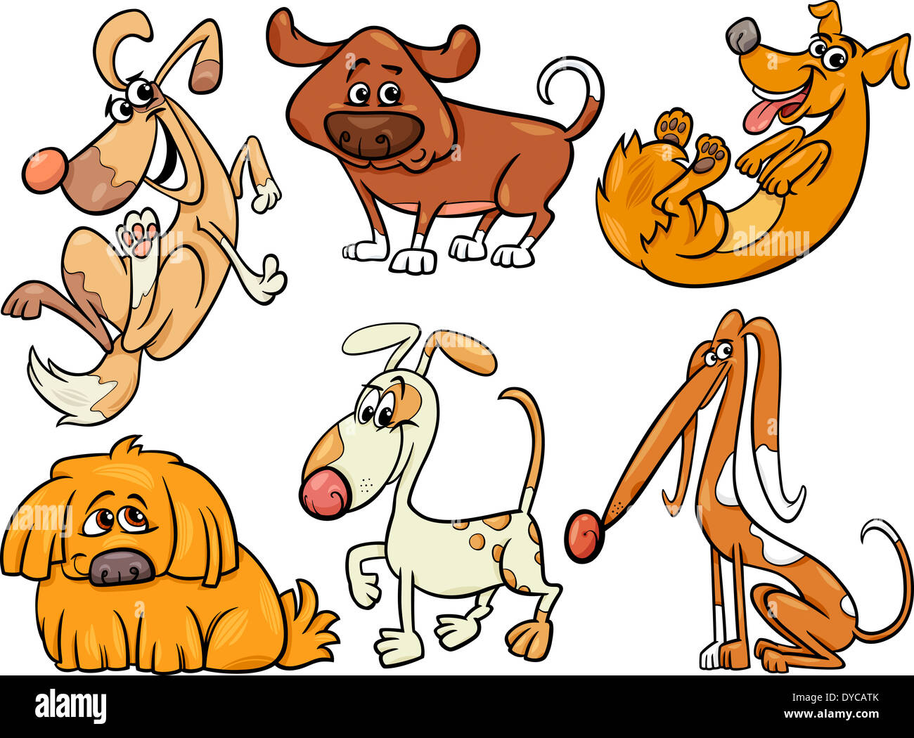 Cartoon Illustration of Funny Dogs or Puppies Pets Set Stock Photo - Alamy