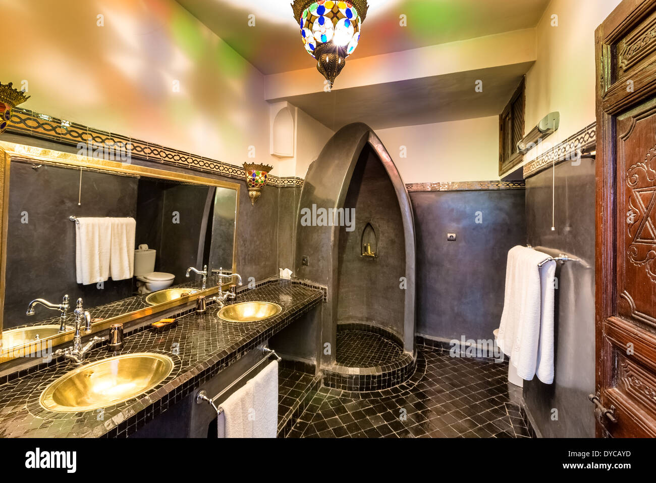 A Moroccan style bathroom in Marrakech, Morocco, Africa Stock Photo Alamy
