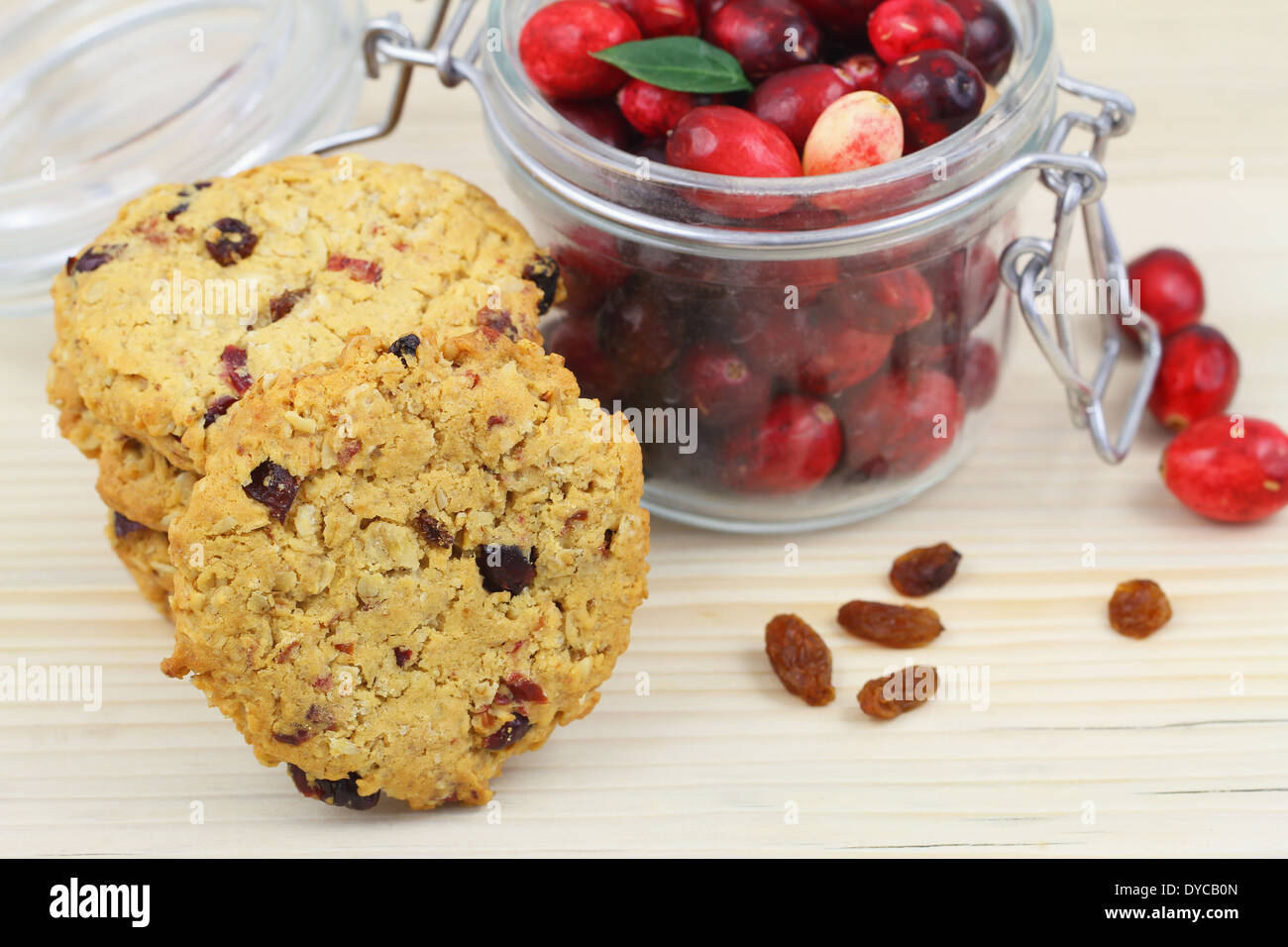 Crunchy cookies with cranberries Stock Photo