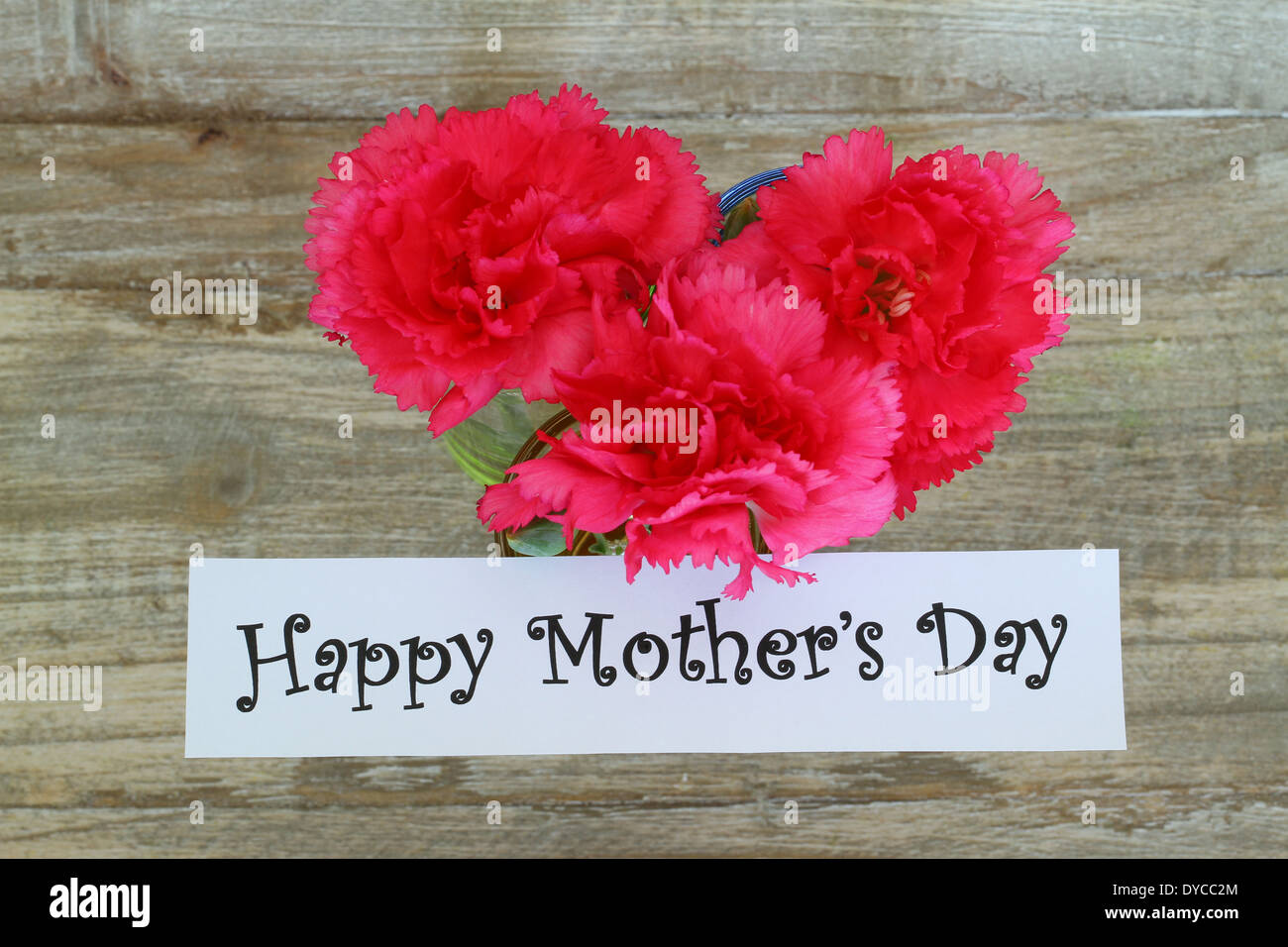 Happy Mother's Day note with pink carnation flowers Stock Photo Alamy