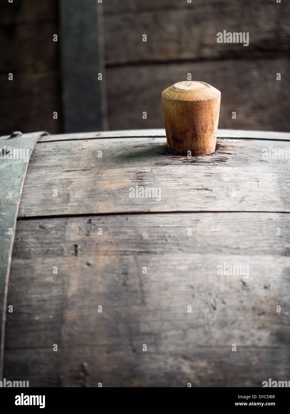 Wine barrel with wooden bung in the wine region, Caucasus