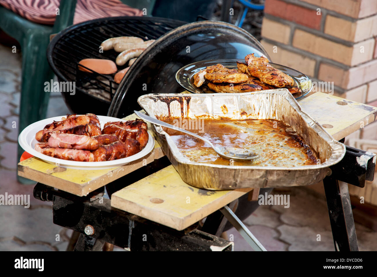 Barbecue in the summer garden. Stock Photo