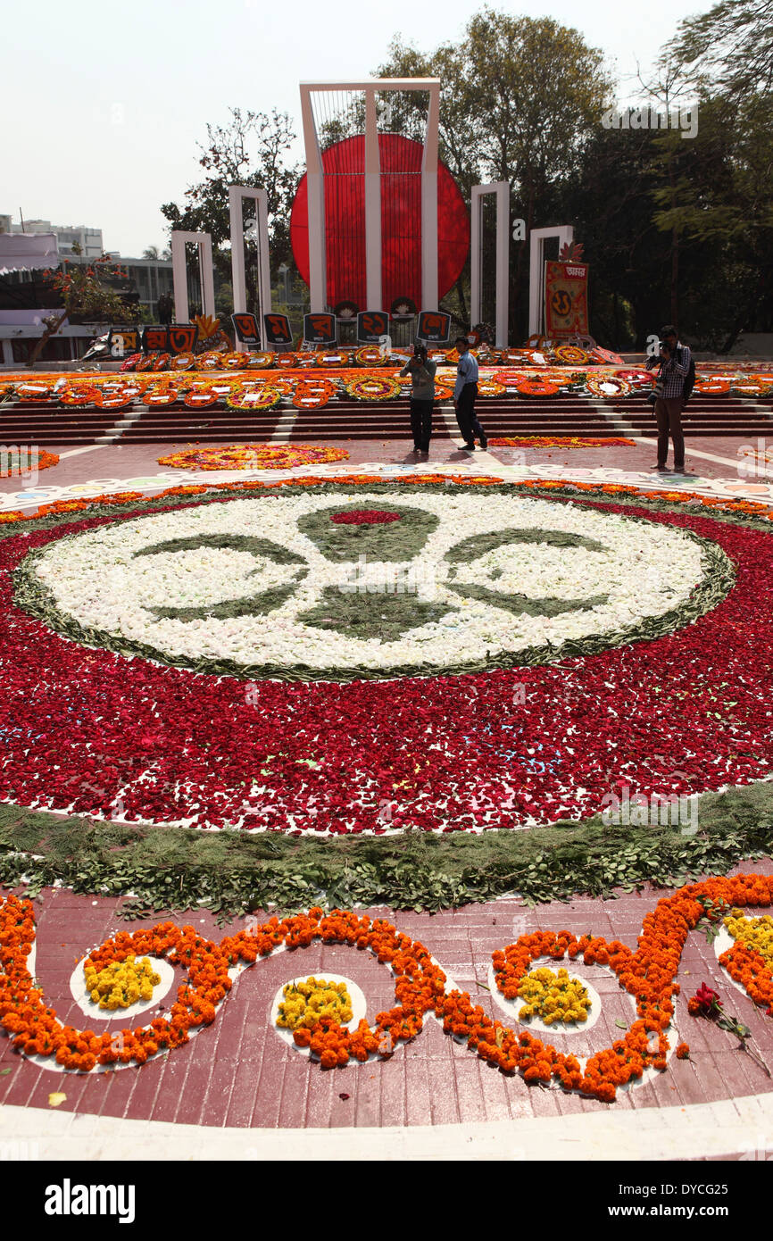 Fleur-de-Lys at the International Mother Language Day commemorations at the Shaheed Minar in Dhaka, Bangladesh. Stock Photo