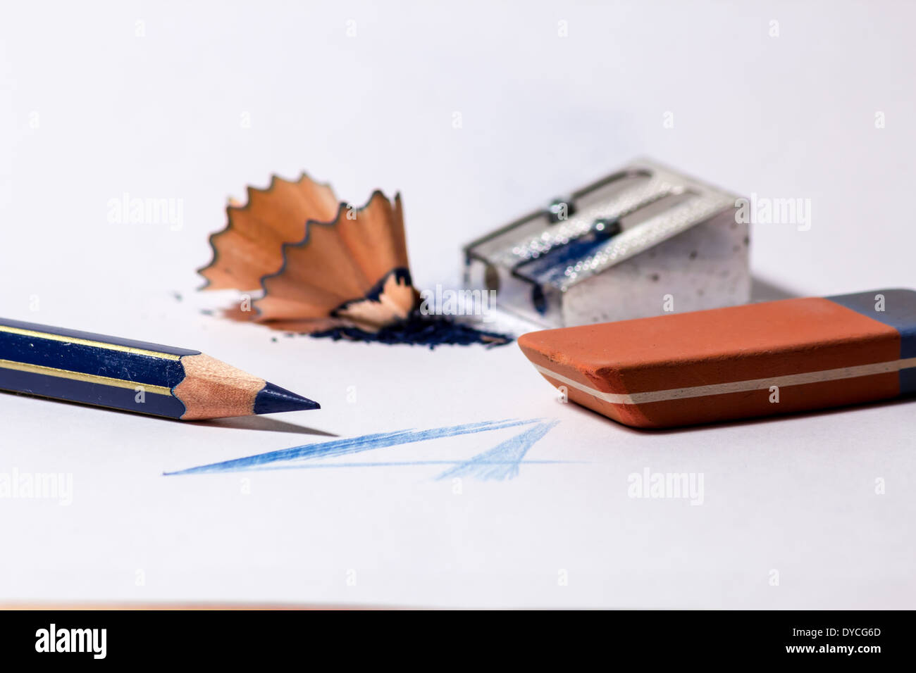 a draw of a pencil with its iron sharpener and rubber Stock Photo Alamy