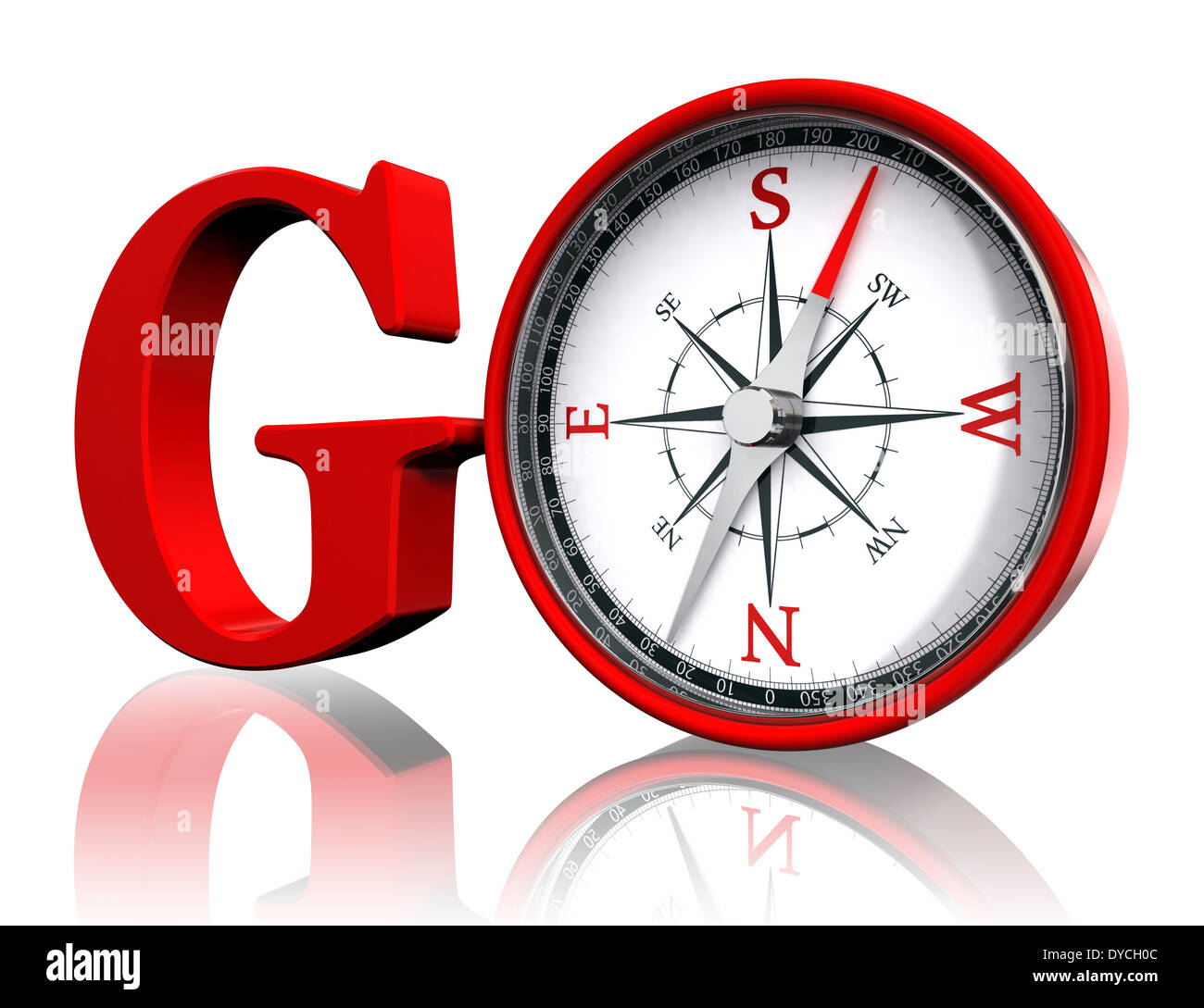 go red word and conceptual compass on white background.clipping path ...