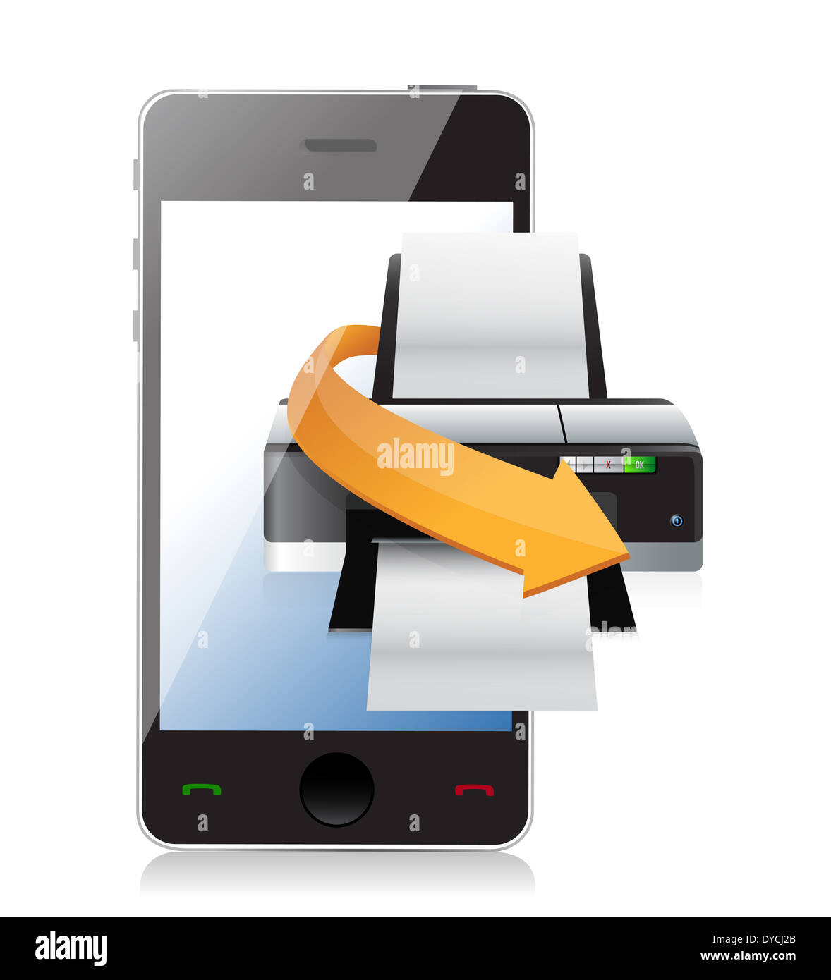 printer phone app illustration design over a white background Stock