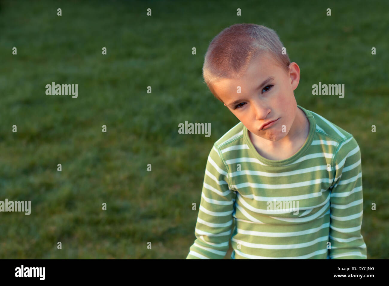 Portrait of boy (8-9), France. Stock Photo