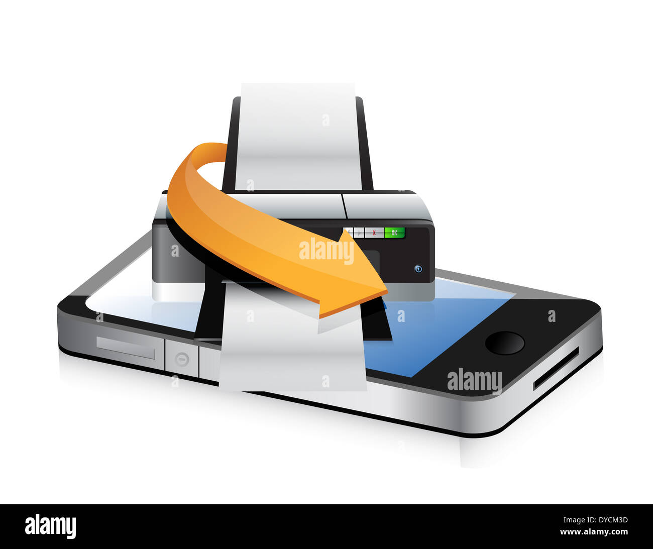 printer phone app illustration design over a white background Stock