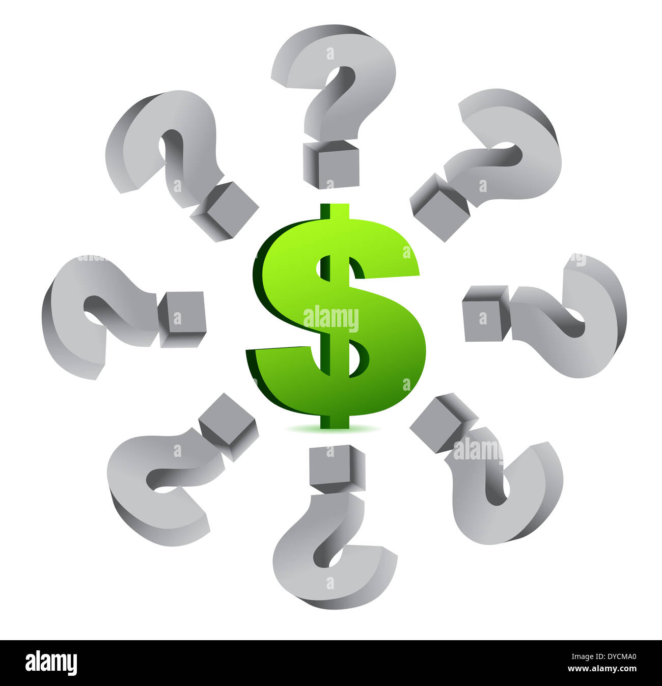 Query marks around a currency Stock Photo - Alamy