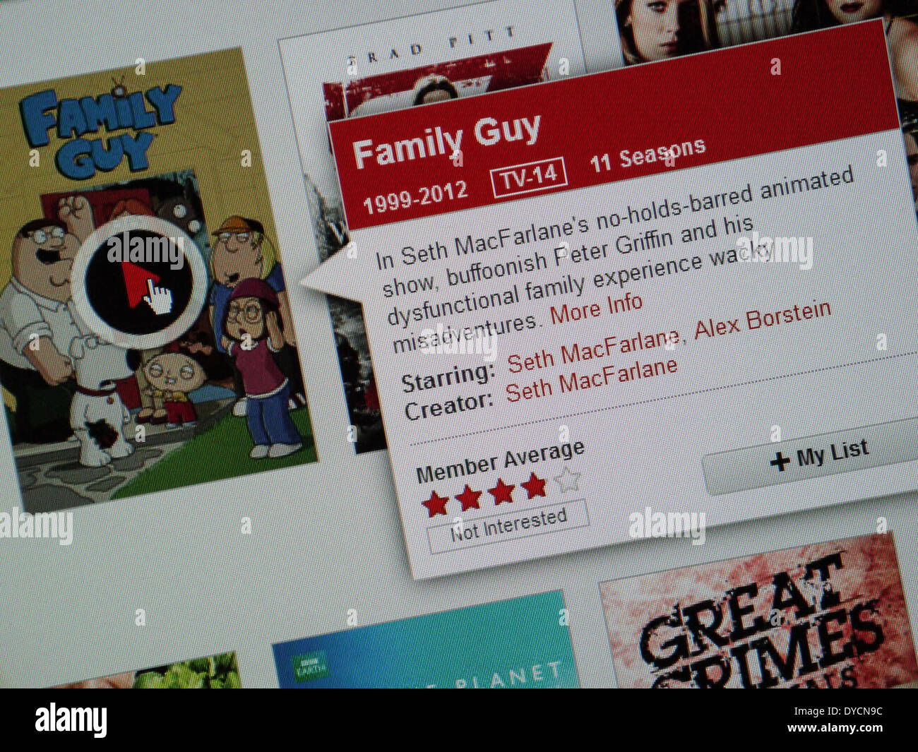 family guy tv show online netflix Stock Photo