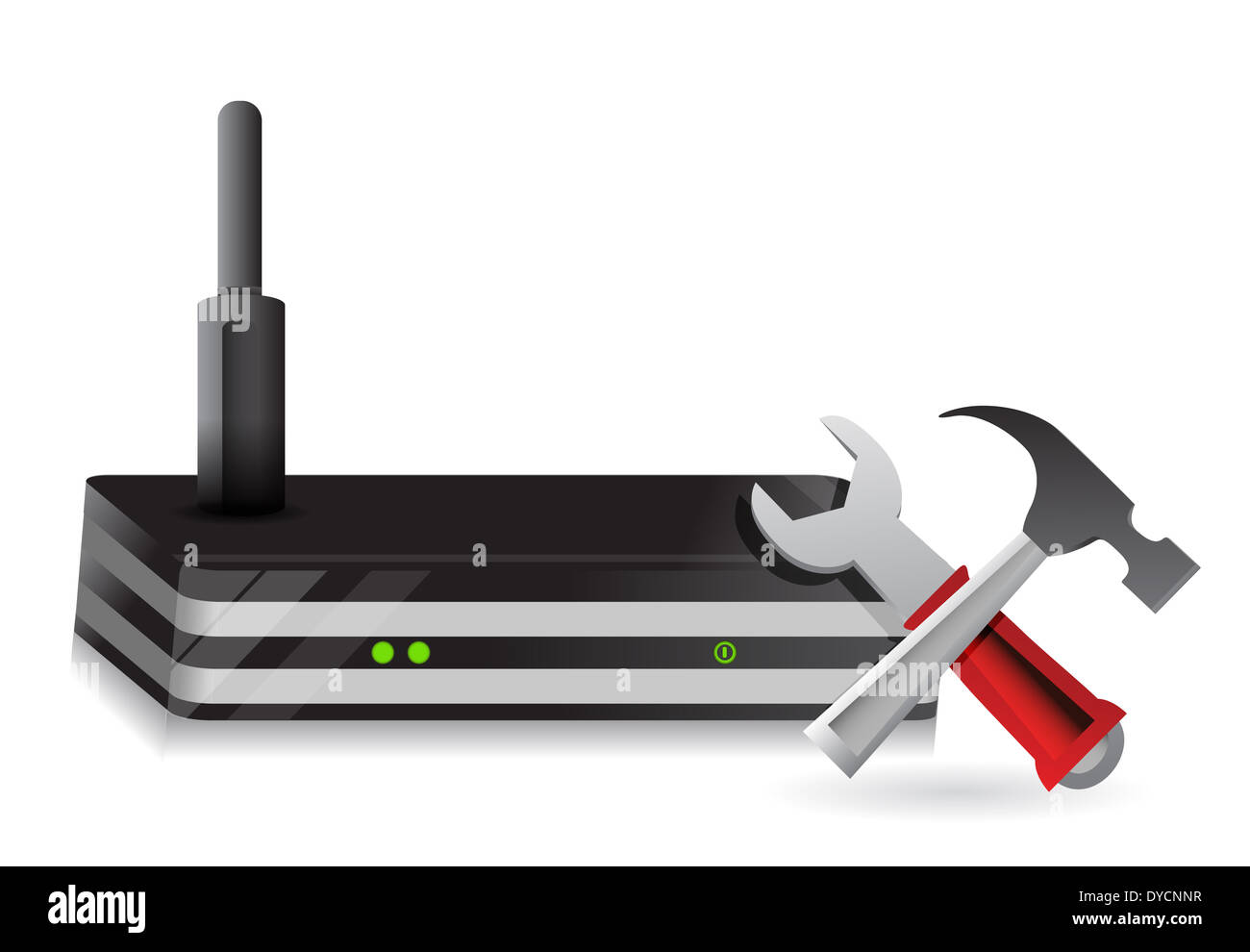 Internet Tools Router Wireless Router and tools illustration design over a white background ...