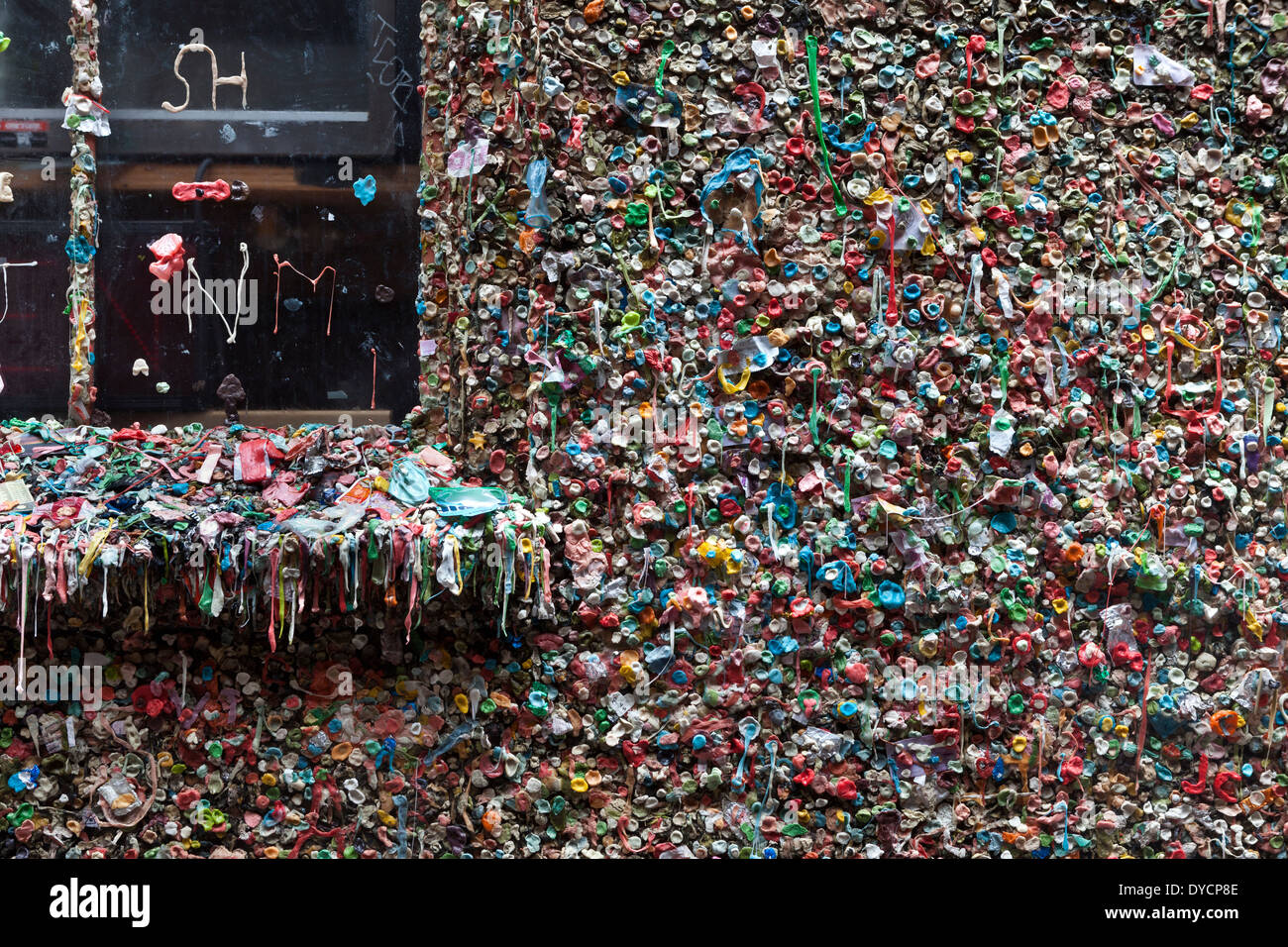 WA09570-00...WASHINGTON - The Gum Wall in Post Alley of Seattle's Pike Place Market. Stock Photo