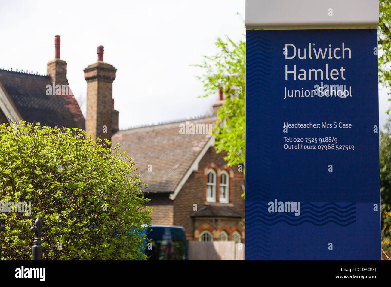 Sign, Dulwich Hamlet Junior School, Dulwich, London, UK Stock Photo