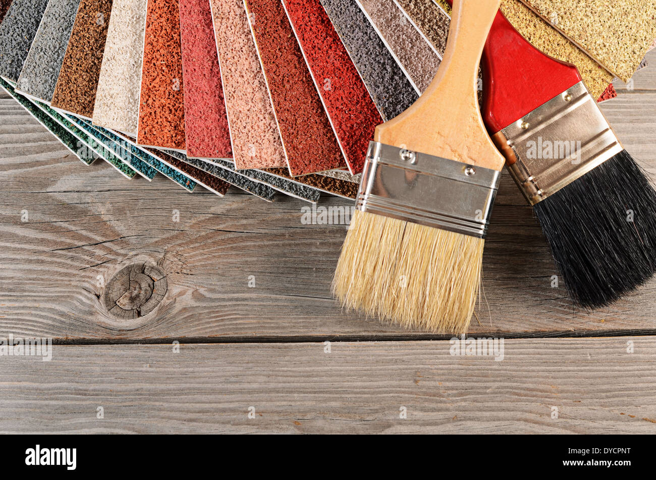 The color palette on the wooden background Stock Photo - Alamy