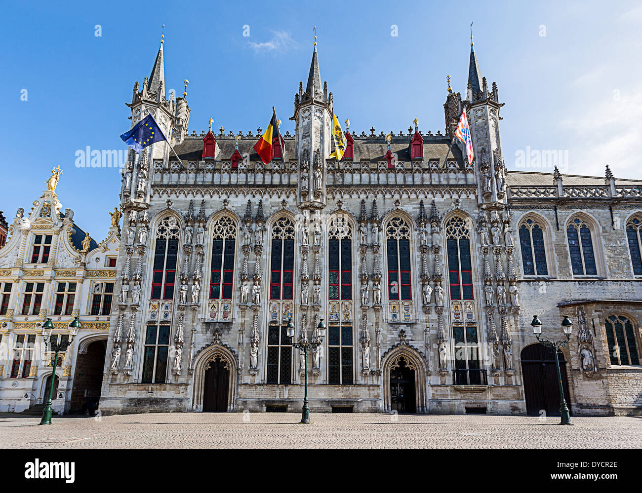 this is the town hall of bruges on an sunny day Stock Photo