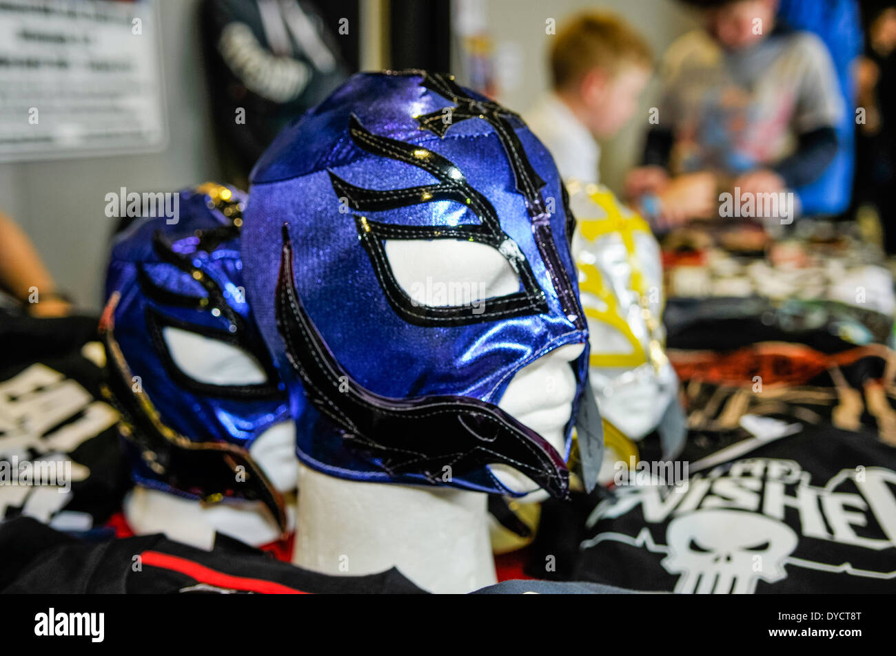 Mexican wrestler masks on sale at a sci-fi convention Stock Photo