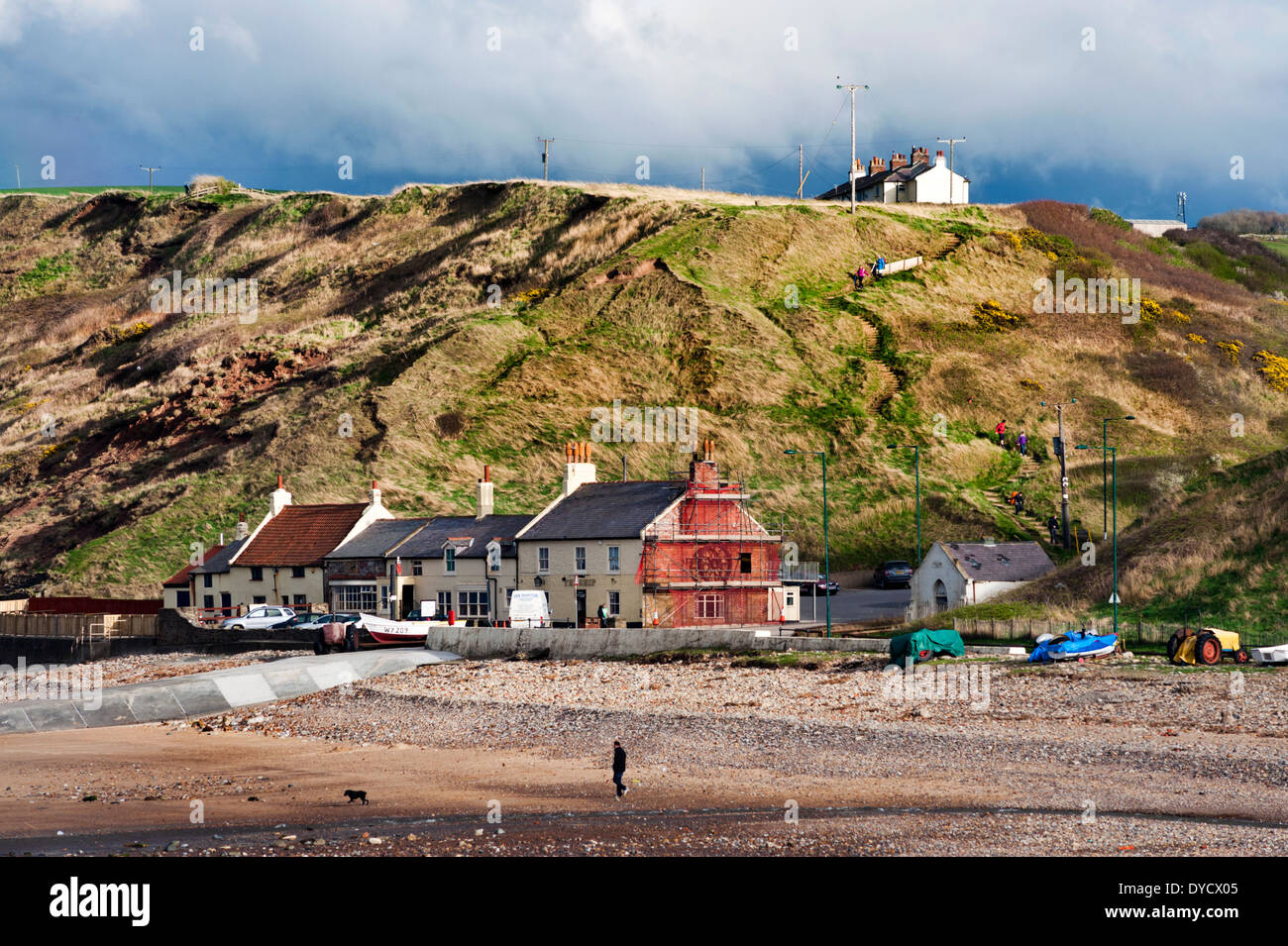 Evening sunlight of the cliffs, Saltburn-by-the-Sea, Redcar and Cleveland, UK Stock Photo