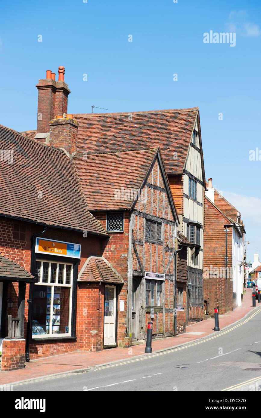 Medieval properties on the high Street, Ditchling, East Sussex, UK Stock Photo